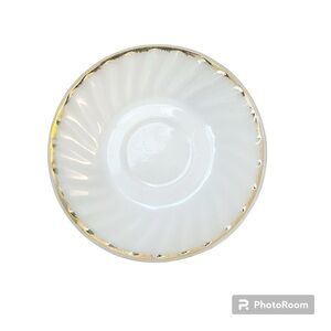 Fire King White Swirl with Gold Trim Milk Glass saucer Bundle and Save